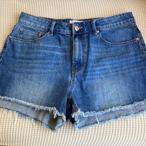 MNG Denim High Waist Shorts Frayed Leg